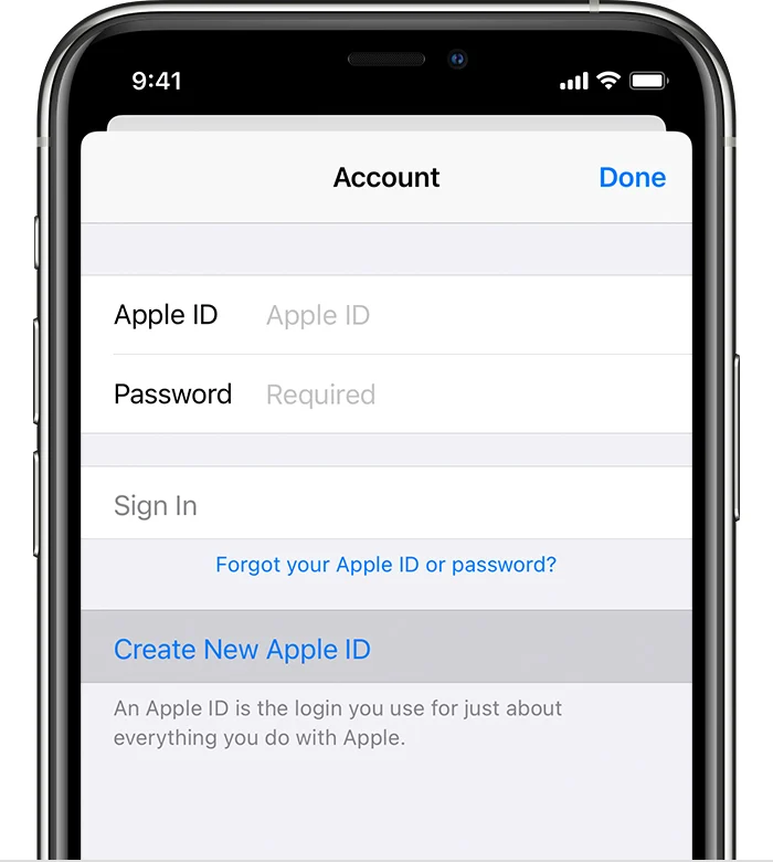 Apple ID创建页面