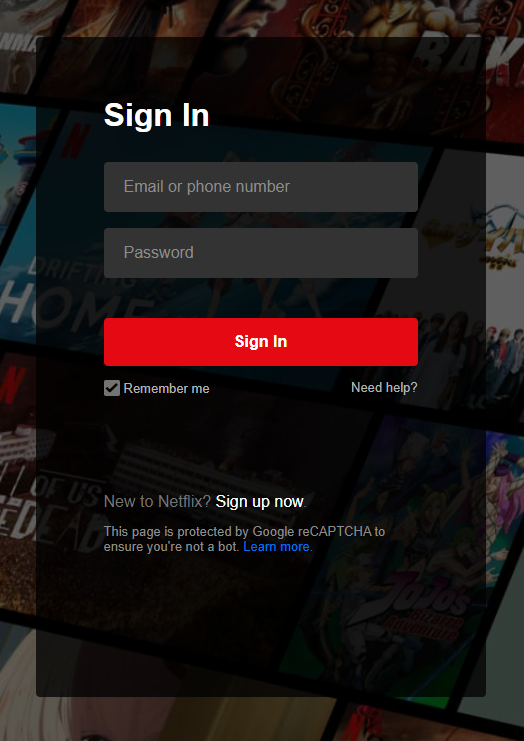 Netflix登录页面