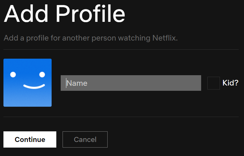 Netflix设置个人资料名称